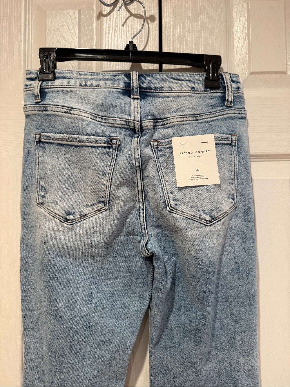 Flying Monkey Two-Tone Light Blue Patch Wide Leg Jeans - Picture 10 of 10